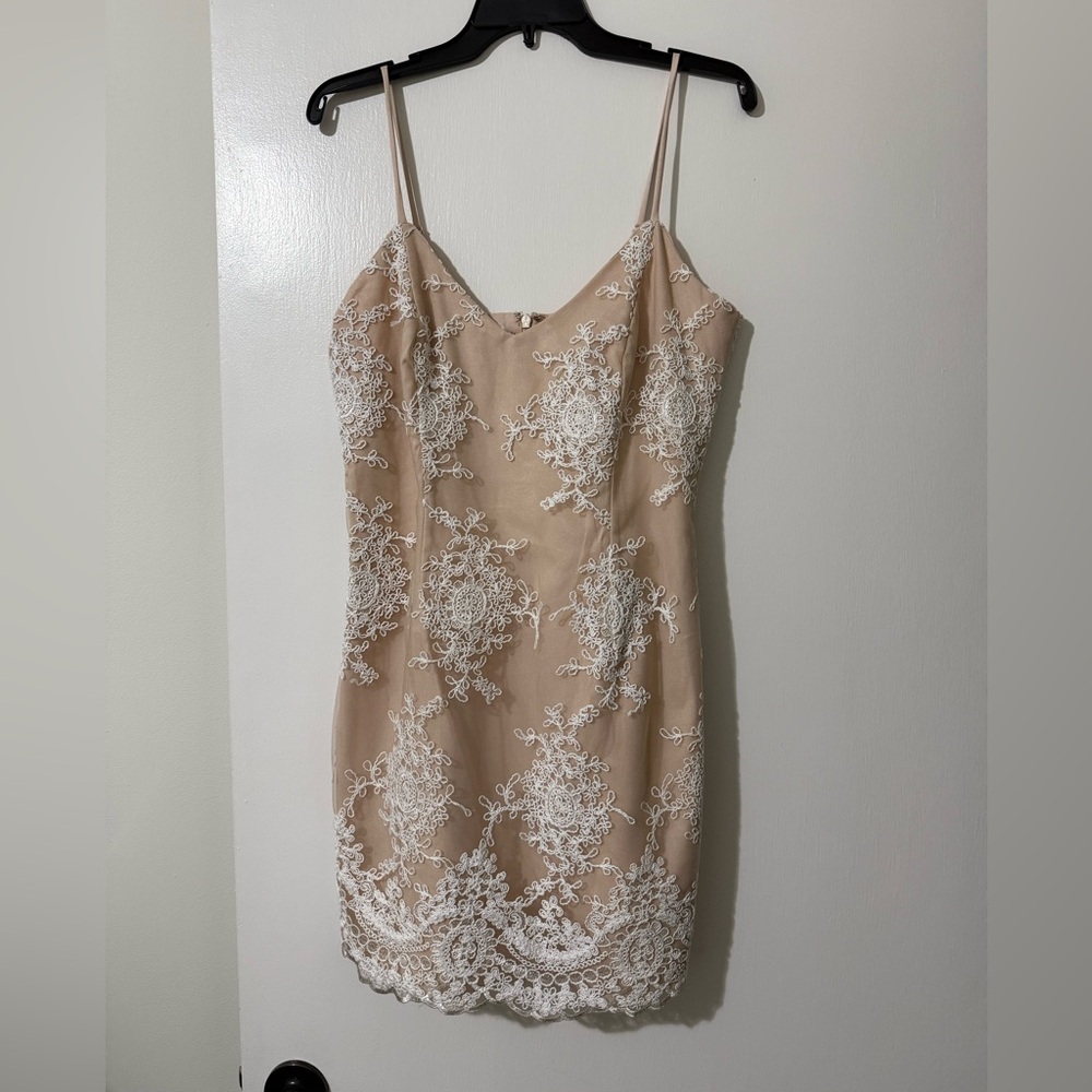 White and Beige Dress Lulus